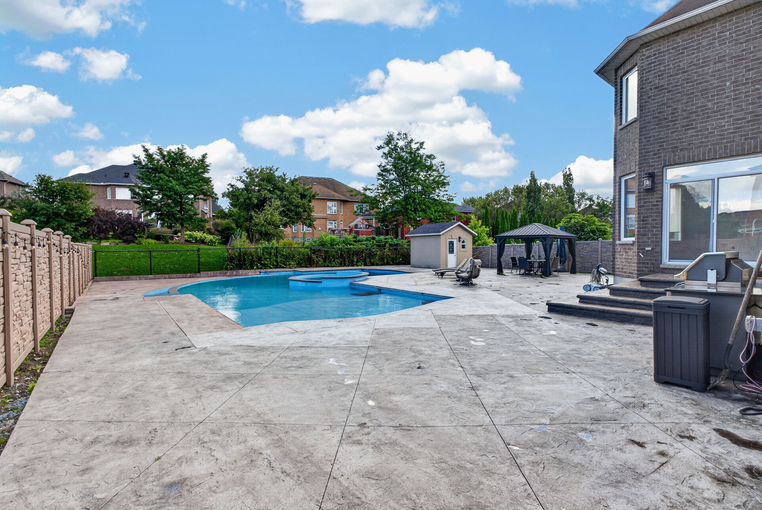 Stamped concrete patio and gazebo